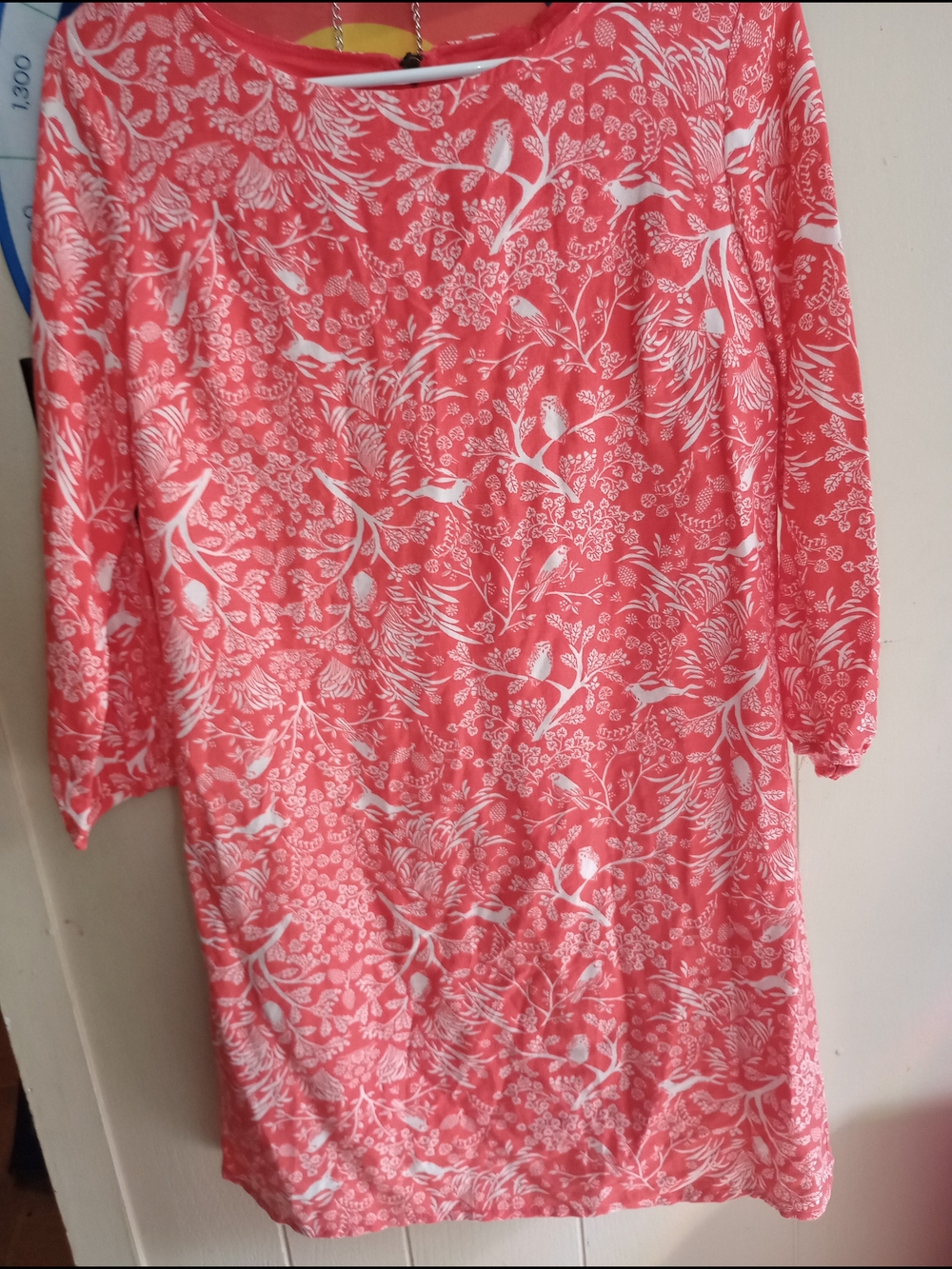 Old Navy Coral and White Bird Print Dress